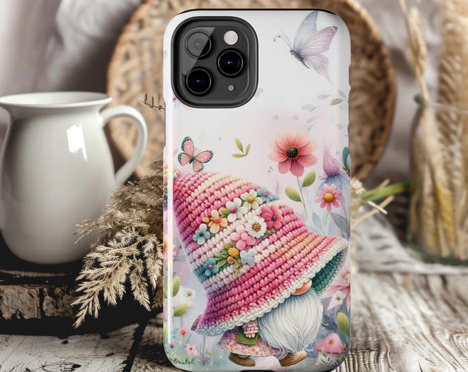 Floral Gnome iPhone Case: Wispy Spring Design, Durable Protection
