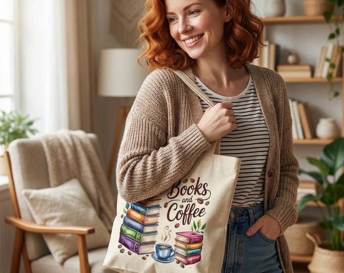 Books and Coffee Tote Bag: Cozy Canvas for Book Lovers