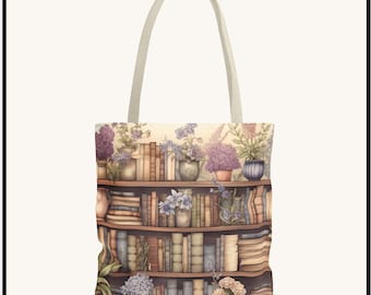 Vintage Floral Book Tote Bag | Library Shopping Carryall for Book Lovers