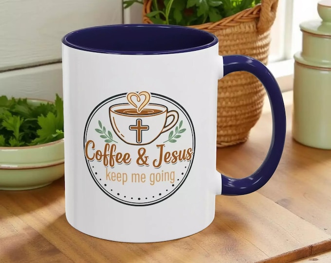 Coffee & Jesus Mug: Christian Accent Design Perfect Gift Cup
