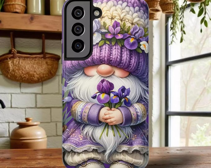 Whimsical Purple Lavender Flower Gnome Tough Phone Case