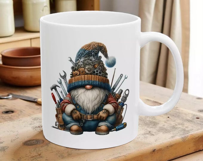 Gnome Tool Lover Mug: Fun Handyman Coffee Cup (11oz Ceramic)