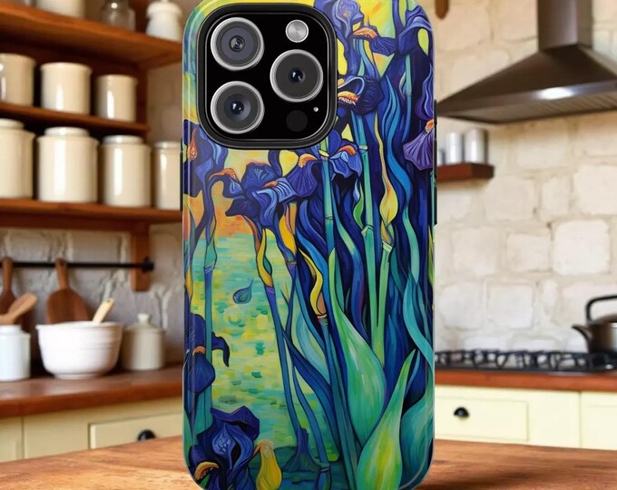 Van Gogh Iris Floral Phone Case: Artistic Impact Resistant Cover