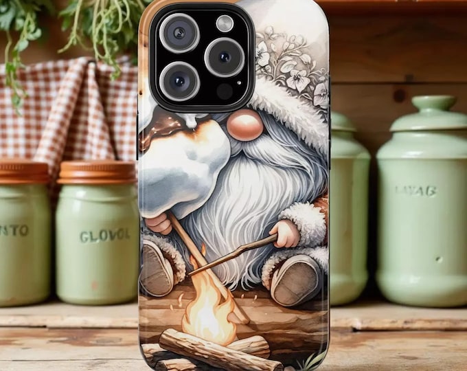Camping Smores Gnome Phone Case Impact Resistant Tough & Festive Protection iPhone Samsung Cover