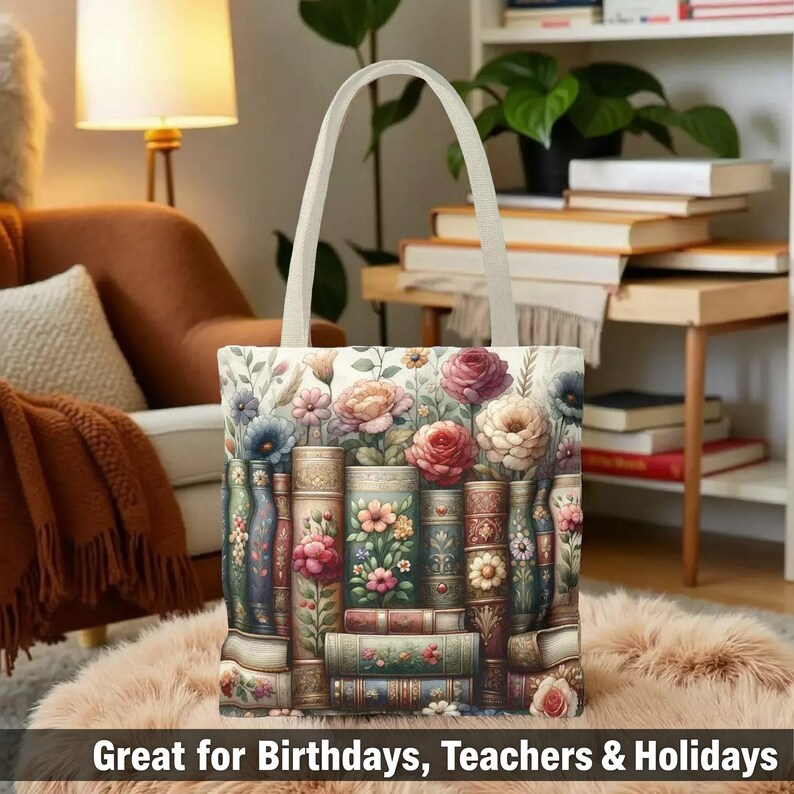 Books & Flowers Carryall Tote Bag