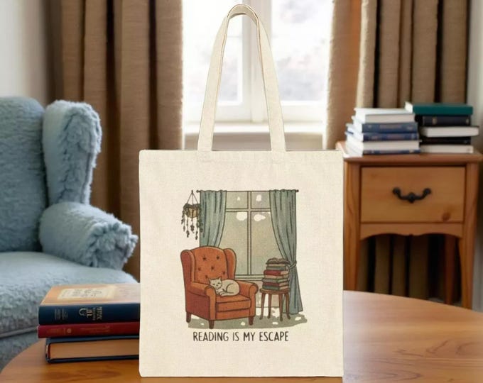 Reading Escape Tote Bag: Cotton Canvas Book Lover Design