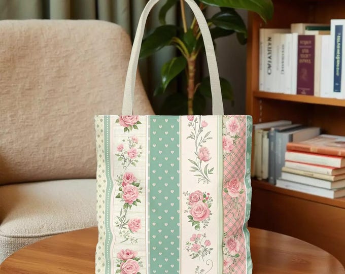 Floral Striped Bag — Beach & Market Booklover Tote