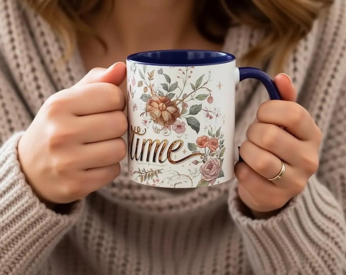 Coffee Mug — 'Tale as Old as Time' Floral Accent Cup
