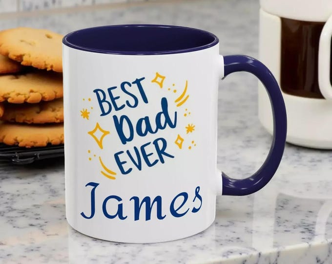 Personalized Best Dad Ever Coffee Mug, Gift for Dad, Father's Day Mug, Christmas Gift Custom Name Mug, Coffee Lover Gift