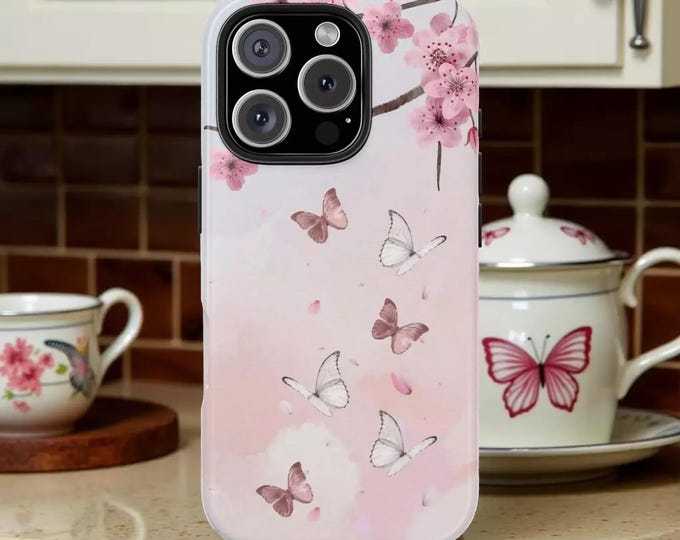 Floral Butterfly Phone Case - Tough & Stylish Protection for Nature Lovers