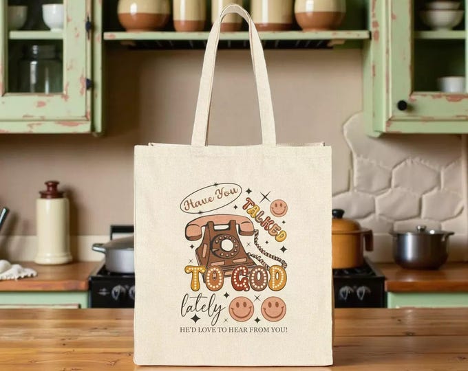 Christian Quote Tote Bag - Cotton Canvas, Floral Design, Shopping Book Bag