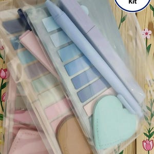 Annotation Kit for Book Lovers - 7 Piece Book Review, Sticky Notes, Bookmark, Pen, Highlighter Set