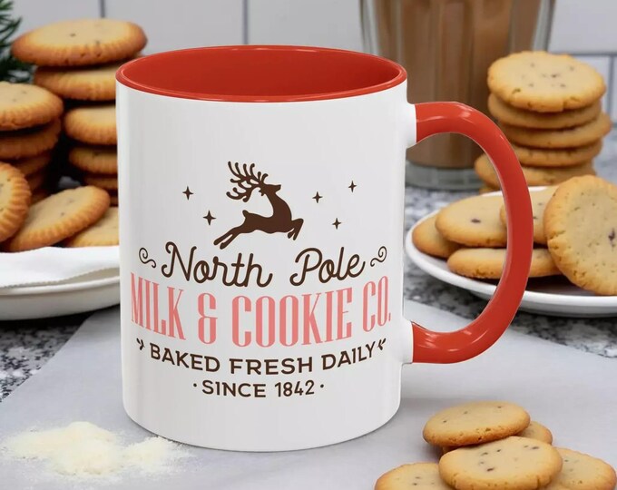 North Pole Themed Coffee Mug - Holiday Hot Drink Cup, Gift for Coffee Lovers, Christmas Decor, Reindeer Design, Baked Fresh Daily