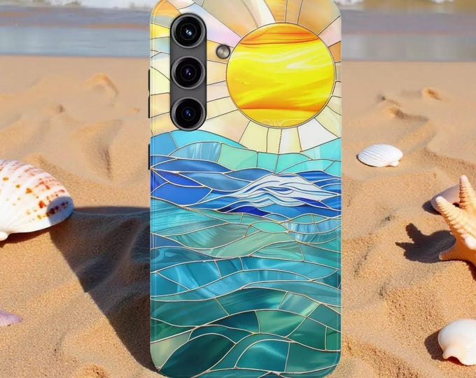 Ocean Sun Stained Glass Phone Case - Durable, Colorful Summertime Cover For iPhone Samsung