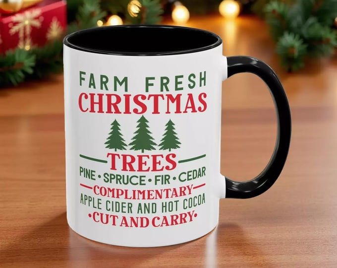 Farm Fresh Christmas Trees Mug - Cozy Winter Beverage Cup