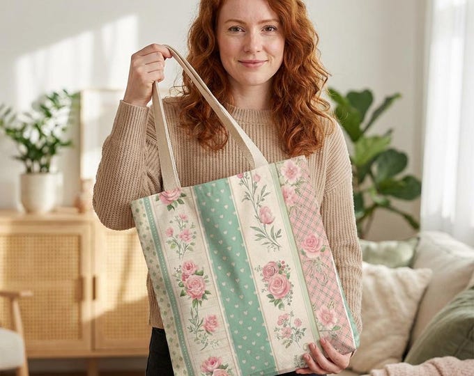 Floral Striped Bag — Beach & Market Booklover Tote