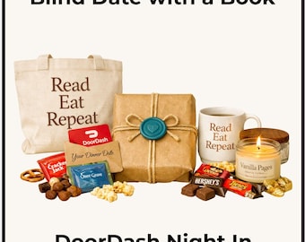 Blind Date With a Book Box • DoorDash Night Gift Set • Cozy Self‑Care Kit with Snacks, Candle & Mystery Book • Book Lover Gift