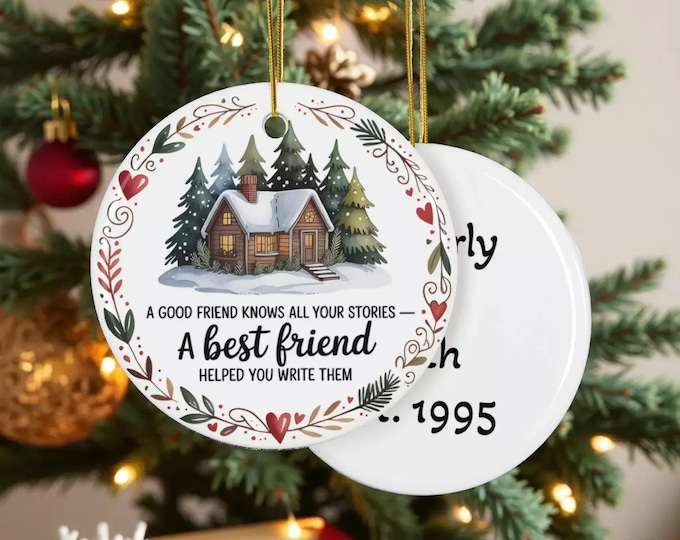 Friendship Ornament: Personalized Ceramic Holiday Keepsake (Double-Sided)