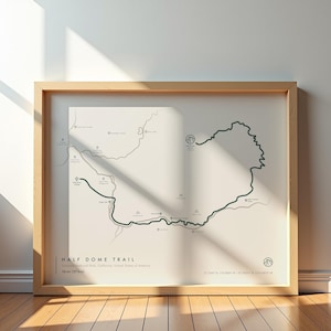 Carte du sentier du Half Dome | de randonnée au parc national de Yosemite | Art de la carte des sentiers pour les randonneurs et cadeaux de plein air