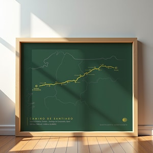 Mapa del Camino Primitivo / Cartel del Mapa de Santiago de Compostela / Arte de Viaje de España, Decoración de Oviedo, Idea de Regalo de Senderismo