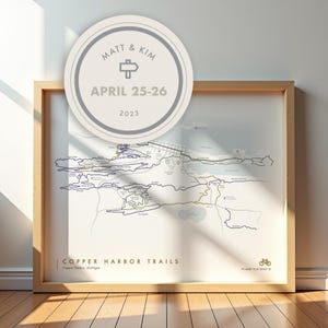 Copper Harbor Trail Map Poster | Mountain Bike Hiking Running Print | Keweenaw Peninsula Michigan