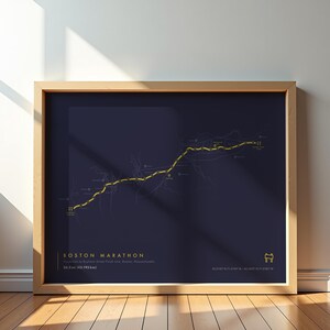 Mapa imprimible del recorrido del Maratón de Boston / Arte mural detallado del recorrido de la carrera / Decoración de ruta para corredores y aficionados al maratón