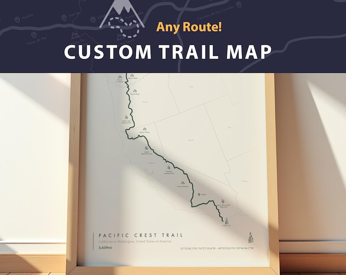 Custom Trail Map | Personalized Hiking & Biking Route Print, Strava GPX Map Art, Walking Camino Gift, Minimalist Wall Decor