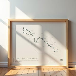Póster con mapa del sendero Trans-Catalina / Impresión de caminata por el TCT / Decoración para caminatas en la isla Santa Catalina y arte mural de California