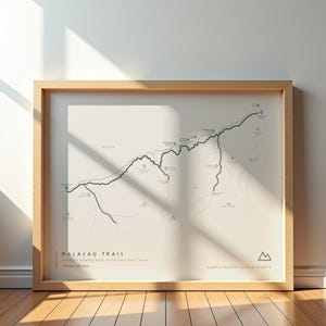 Impression du sentier Kalalau | Carte de randonnée de Kauai et affiche de Ke'e à Kalalau | Décoration aventure sur la côte de Na Pali