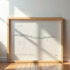 Von Küste zu Küste zu Fuß Drucken | Wainwright's Coast to Coast Path Map | England Wanderposter & Wandkunst | Dekor aus dem Vereinigten Königreich