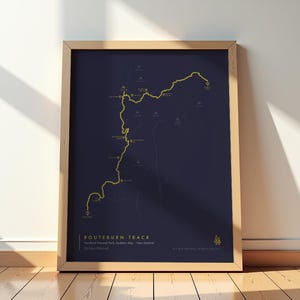 Routeburn Track Poster | Fiordland Nationalpark Wand Kunst | Neuseeland Wanderkarte | Trekking-Wanderweg Kunstdruck