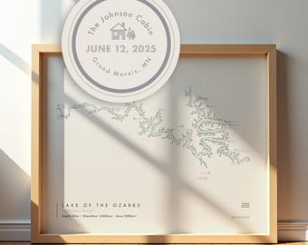 Lake of the Ozarks Map Print | Missouri Wall Art | Ozarks Shoreline Poster