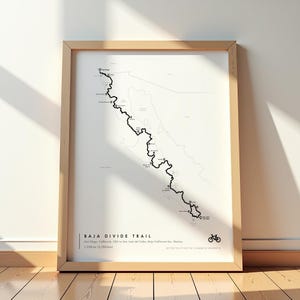 Baja Divide Wanderkarte | Baja California Bike & Bikepacking Kunst | Einzigartiges Radwanderweg Poster für Abenteurer
