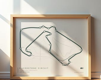 Silverstone Circuit Track Map Wall Art | Formula 1 Grand Prix Track Decor | British Motorsport Poster