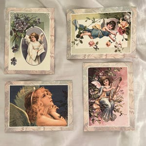 Vintage Angel Paper Blank Greeting Cards with Envelopes, Set of 4