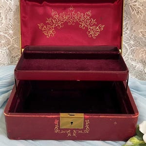 Vintage leren Farrington-sieradendoos uit de jaren 1950