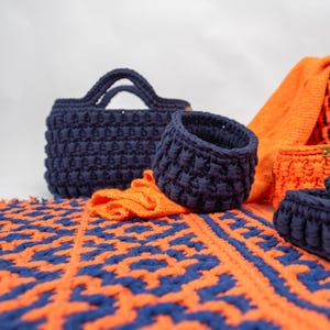 Basket Set "Orange & Sapphire" (3 items) – Handmade Storage