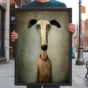 Vintage dog print whimsical dog art pet wall art decor living room decor animal portrait dog poster Home Decor  Whimsical Art