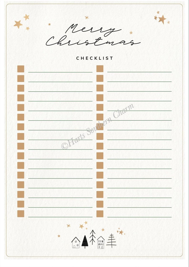 Blank Christmas Checklist Planner - Etsy
