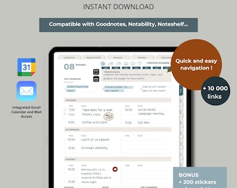 Undated Digital Planner, Undated Digital Planner, GoodNotes Planner, Daily Planner, Notability Planner, iPad Planner,