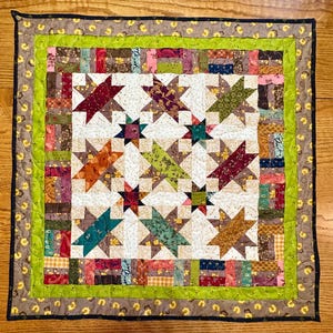Primitive Mini Quilt Wall Hanging | Star Quilt | Handmade Patchwork Quilt | Farmhouse Decor | 23” x 23” | One of a Kind