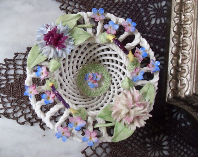 Vintage Denton Best Bone China Floral Basket, England Etsy