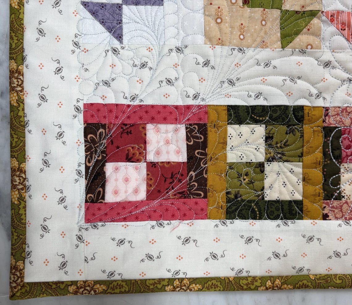 Handmade Patchwork Sampler Quilt Wall Hanging, Primitive Table Topper ...