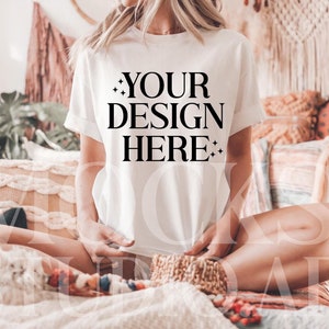 Comfort Colors C1717 White Shirt Mockup, CC1717 White T-Shirt Mockup, Graphic Tee Mockup, White Shirt Mockup, Woman Model Mockup, Digital