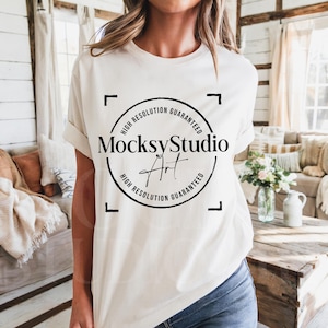 Comfort Colors C1717 White Shirt Mockup, CC1717 White T-Shirt Mockup, Graphic Tee Mockup, White Shirt Mockup, Woman Model Mockup, Digital