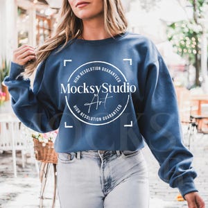 Gildan 18000 Indigo Crewneck Sweatshirt Mockup, Gildan Heavy Blend, Clothing Mockup Product Template, Apparel Mockup, Street Style Mockup