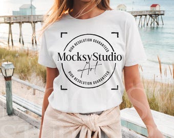 Gildan 5000 White Tshirt Mockup, Oversize G500 White T-shirt Mockup, White Tee Mockup Gildan Simple Tee Minimal Neutral Boho Aesthetic Shirt