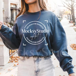 Gildan 18000 Indigo Mockup, Crewneck Sweatshirt Digital Blank Mockup Template, Gildan 18000 Blue Sweater, Cozy Oversized Simple Mockup