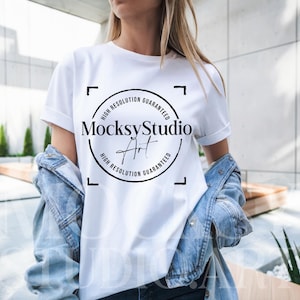 Comfort Colors C1717 White Shirt Mockup, CC1717 White T-Shirt Mockup, Graphic Tee Mockup, White Shirt Mockup, Woman Model Mockup, Digital