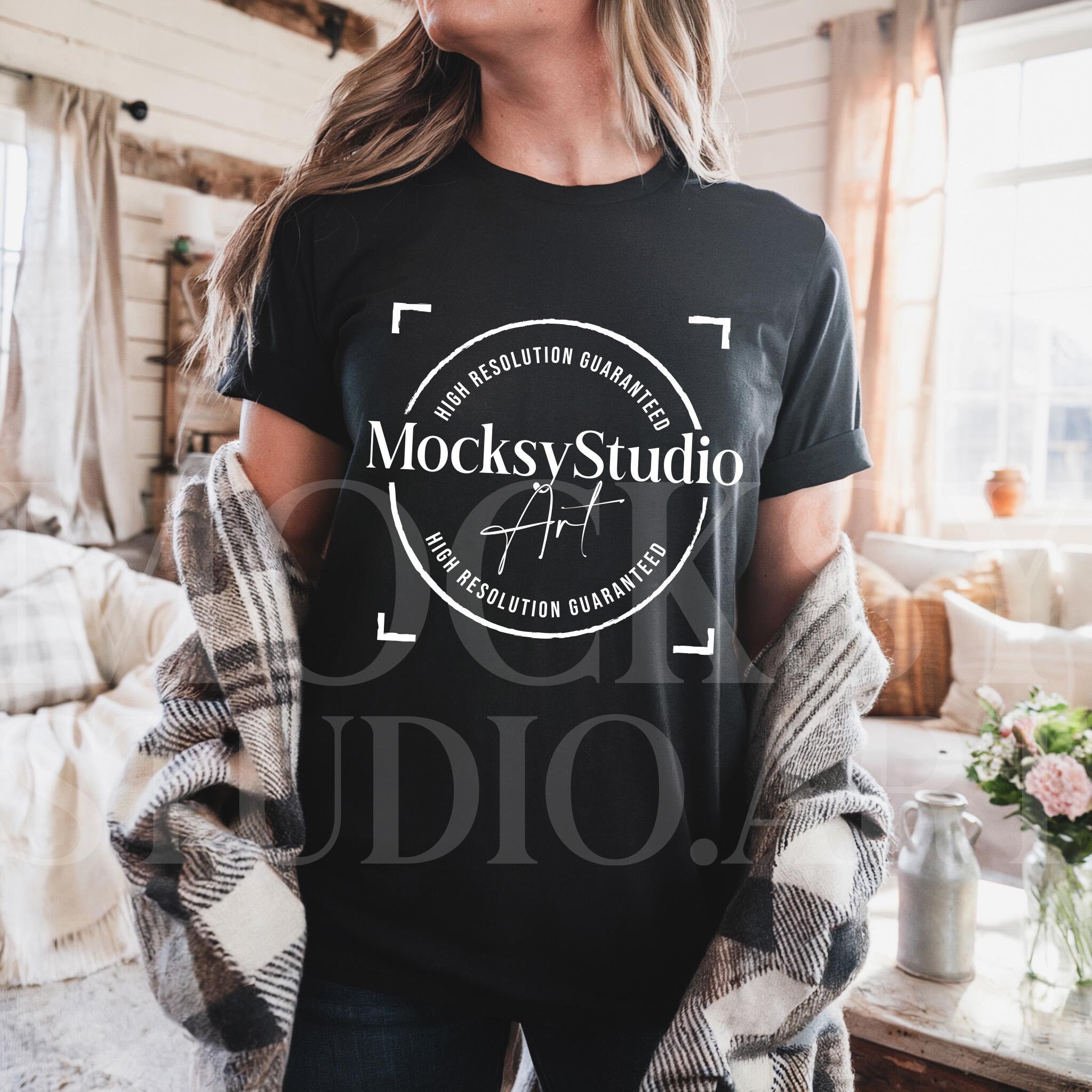 Comfort Colors C1717 Black Shirt Mockup, CC1717 Black T-Shirt Mockup, Graphic Tee Mockup, Black Shirt Mockup, Woman Model Mockup, Digital